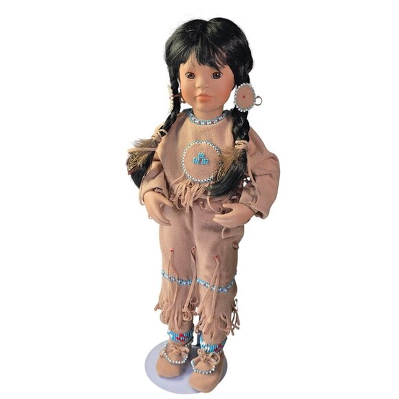 Linda Mason American Diary Doll Native American Indian 1991 Vintage Porcelain - Picture 1 of 13